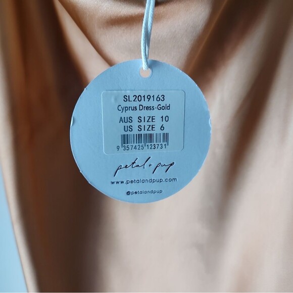Petal & Pup Satin Cowl Neck Midi Slip Dress Rose Gold Champagne Size 6 - Picture 7 of 9